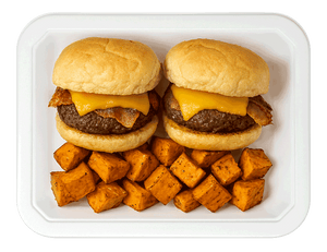 Bacon Cheddar Sliders & Sweet Potatoes