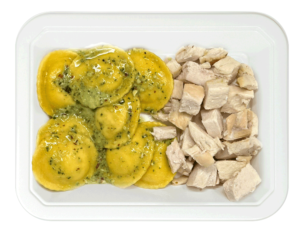 Creamy Pesto Chicken Cheesy Ravioli