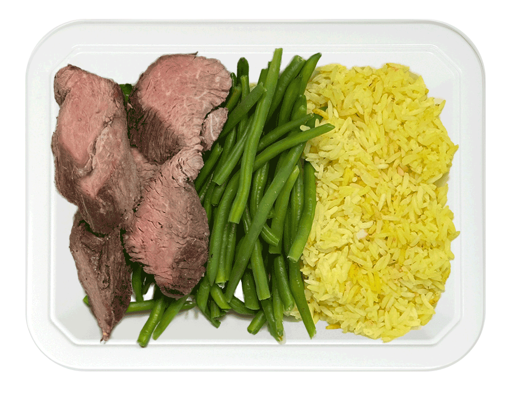 Beef Medallions, Saffron Rice & Green Beans