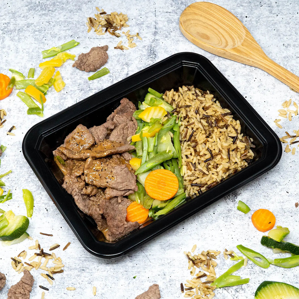 Peppered Steak & Gravy, Wild Rice & Veggies