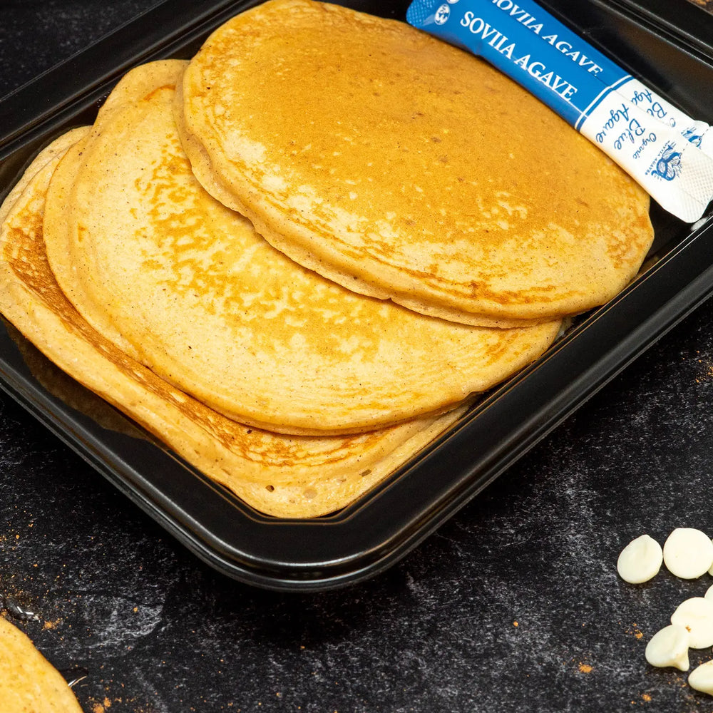 
            
                Load image into Gallery viewer, Pumpkin &amp;amp; White Chocolate Protein Pancakes
            
        