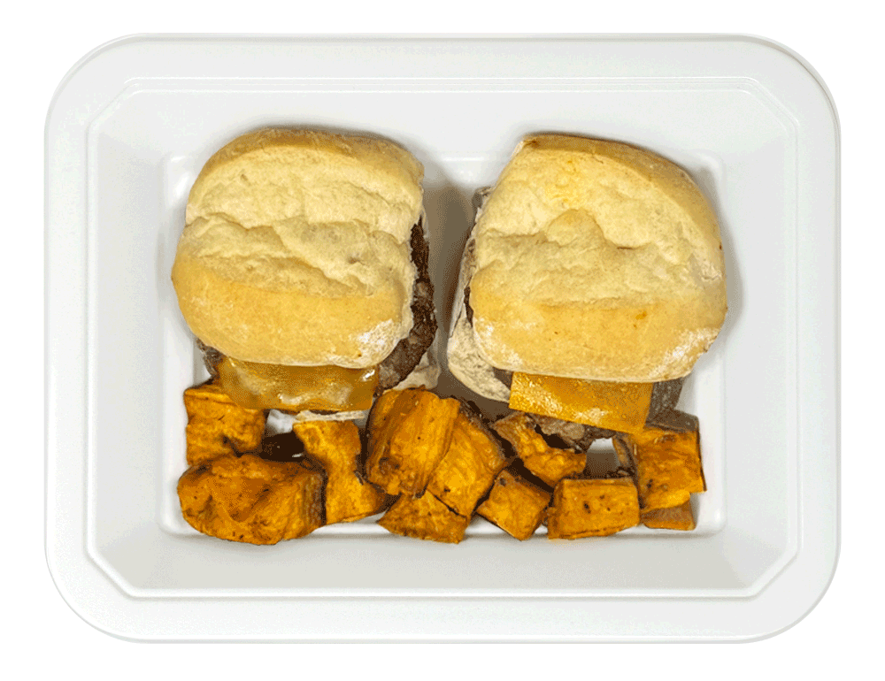 Bacon Cheddar Sliders & Sweet Potatoes