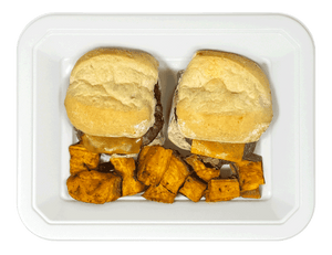 Bacon Cheddar Sliders & Sweet Potatoes