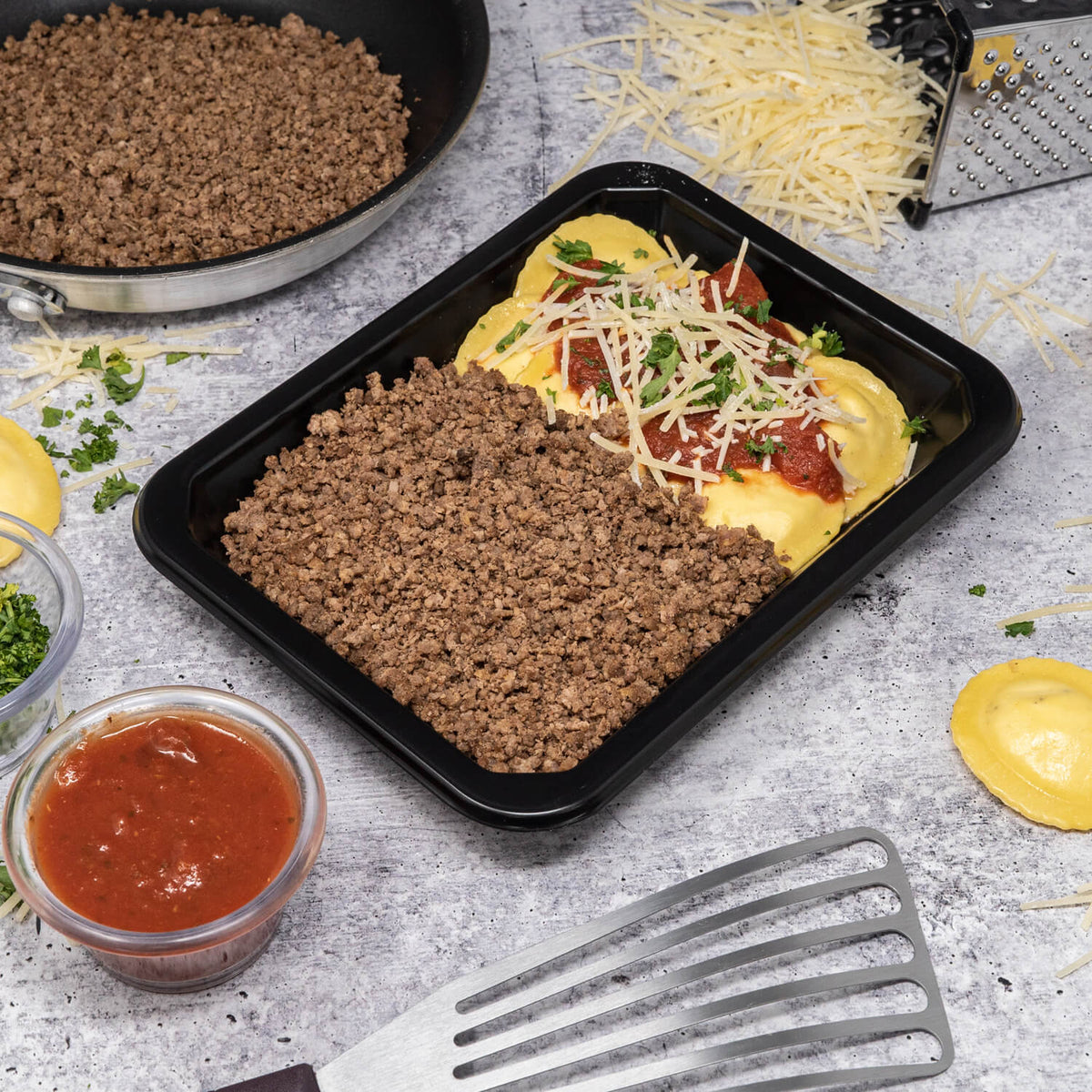 Ground Bison & Cheesy Ravioli - BOX – ICON Meals