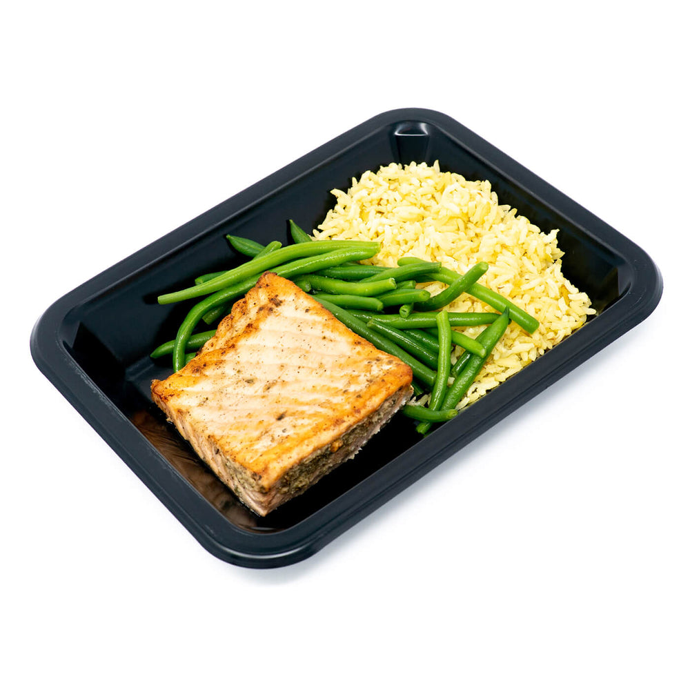 
            
                Load image into Gallery viewer, Salmon, Saffron Rice &amp;amp; Green Beans
            
        